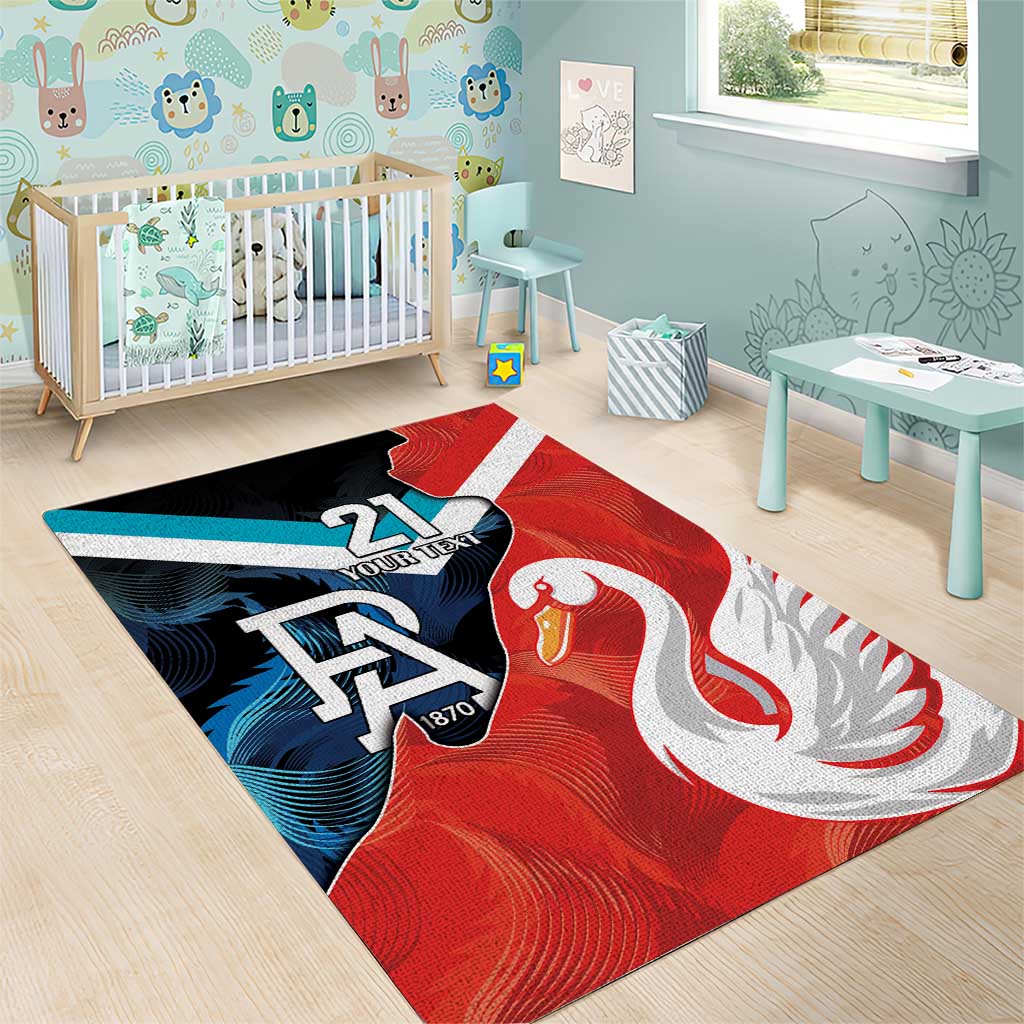 Swans-Port Adelaide Football Custom Area Rug Cracked Metal Style