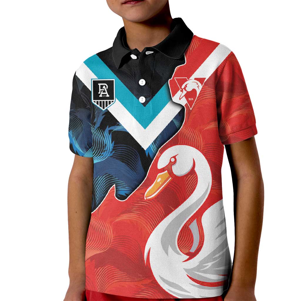 Swans-Port Adelaide Football Custom Kid Polo Shirt Cracked Metal Style