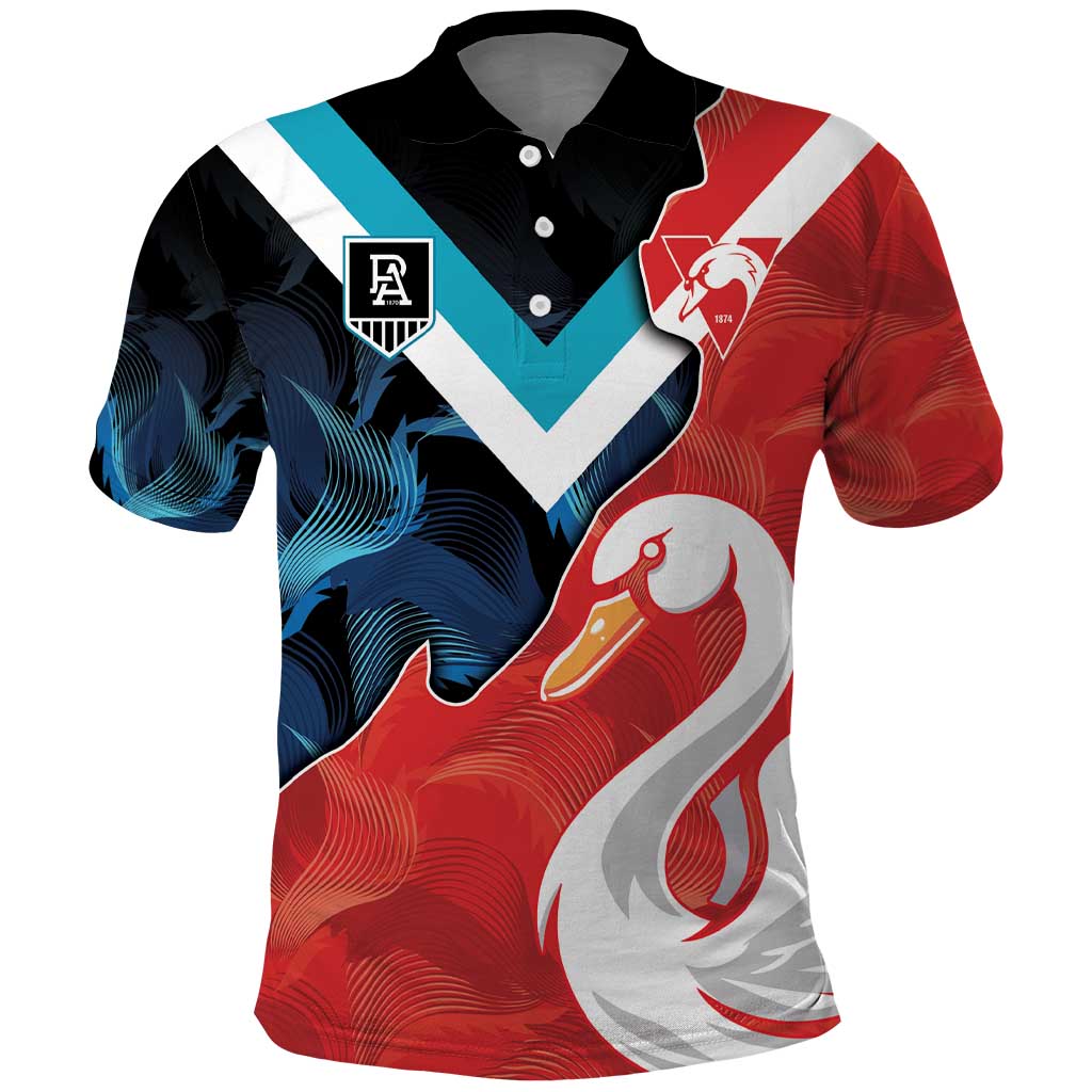 Swans-Port Adelaide Football Custom Polo Shirt Cracked Metal Style