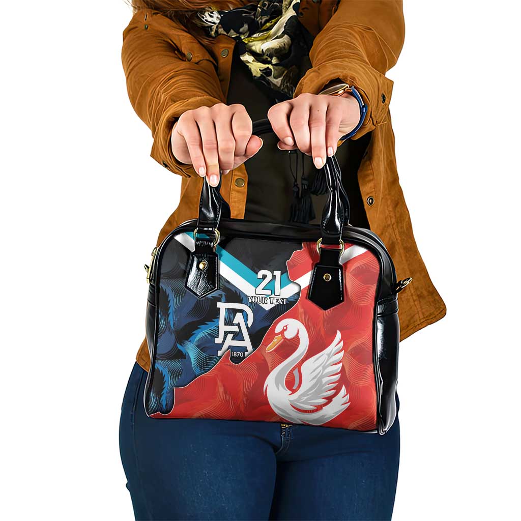 Swans-Port Adelaide Football Custom Shoulder Handbag Cracked Metal Style