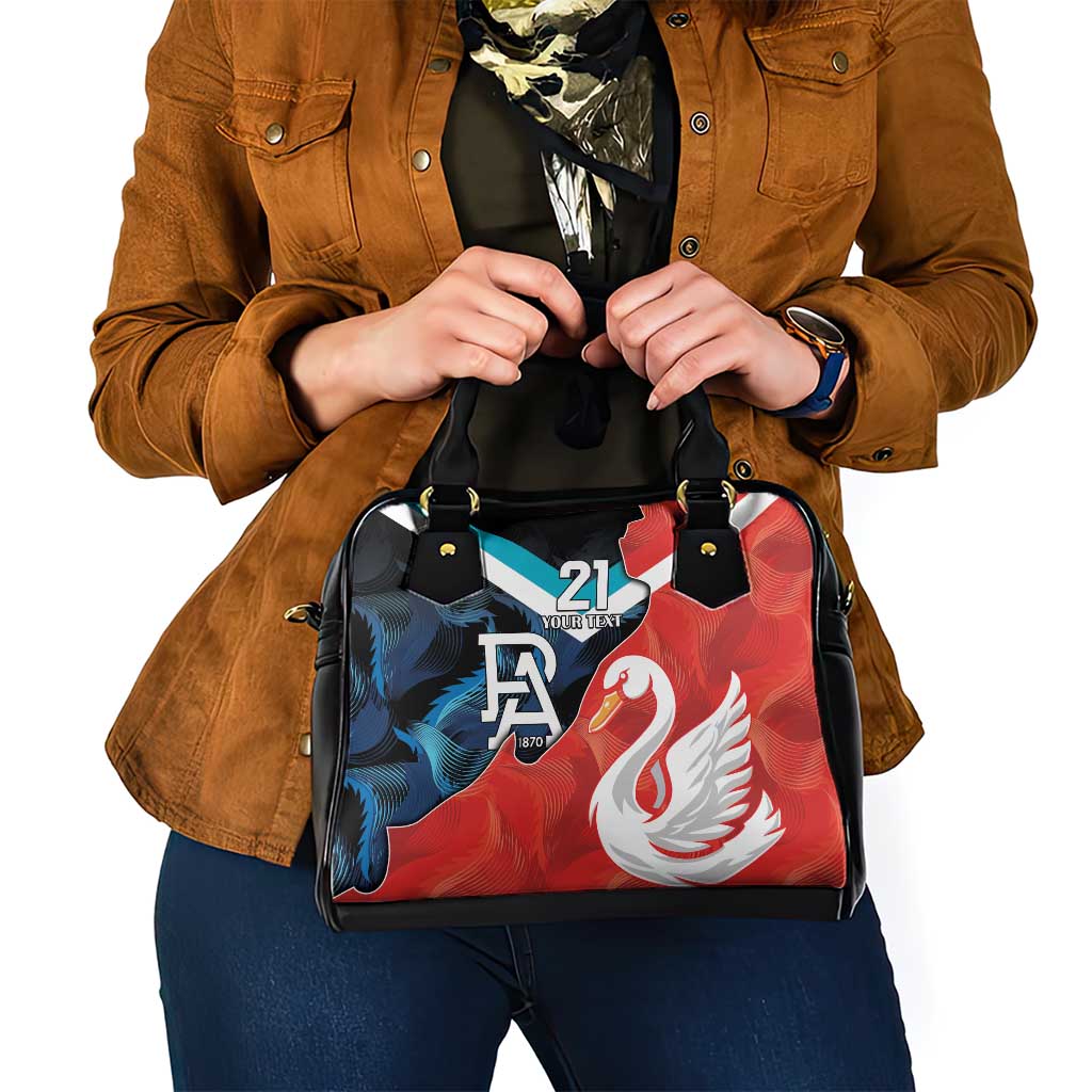 Swans-Port Adelaide Football Custom Shoulder Handbag Cracked Metal Style