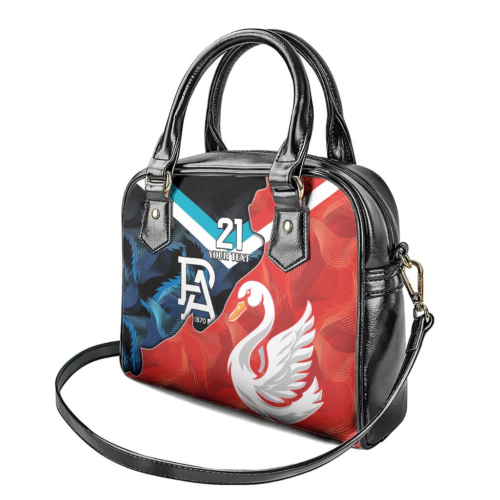 Swans-Port Adelaide Football Custom Shoulder Handbag Cracked Metal Style