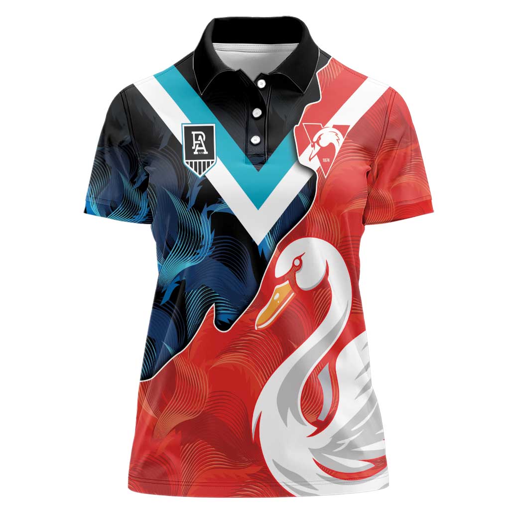 Swans-Port Adelaide Football Custom Women Polo Shirt Cracked Metal Style