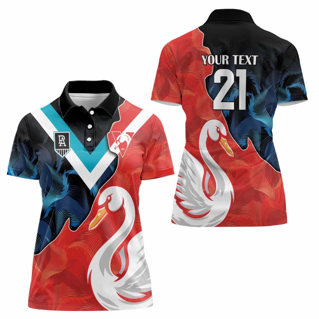 Swans-Port Adelaide Football Custom Women Polo Shirt Cracked Metal Style