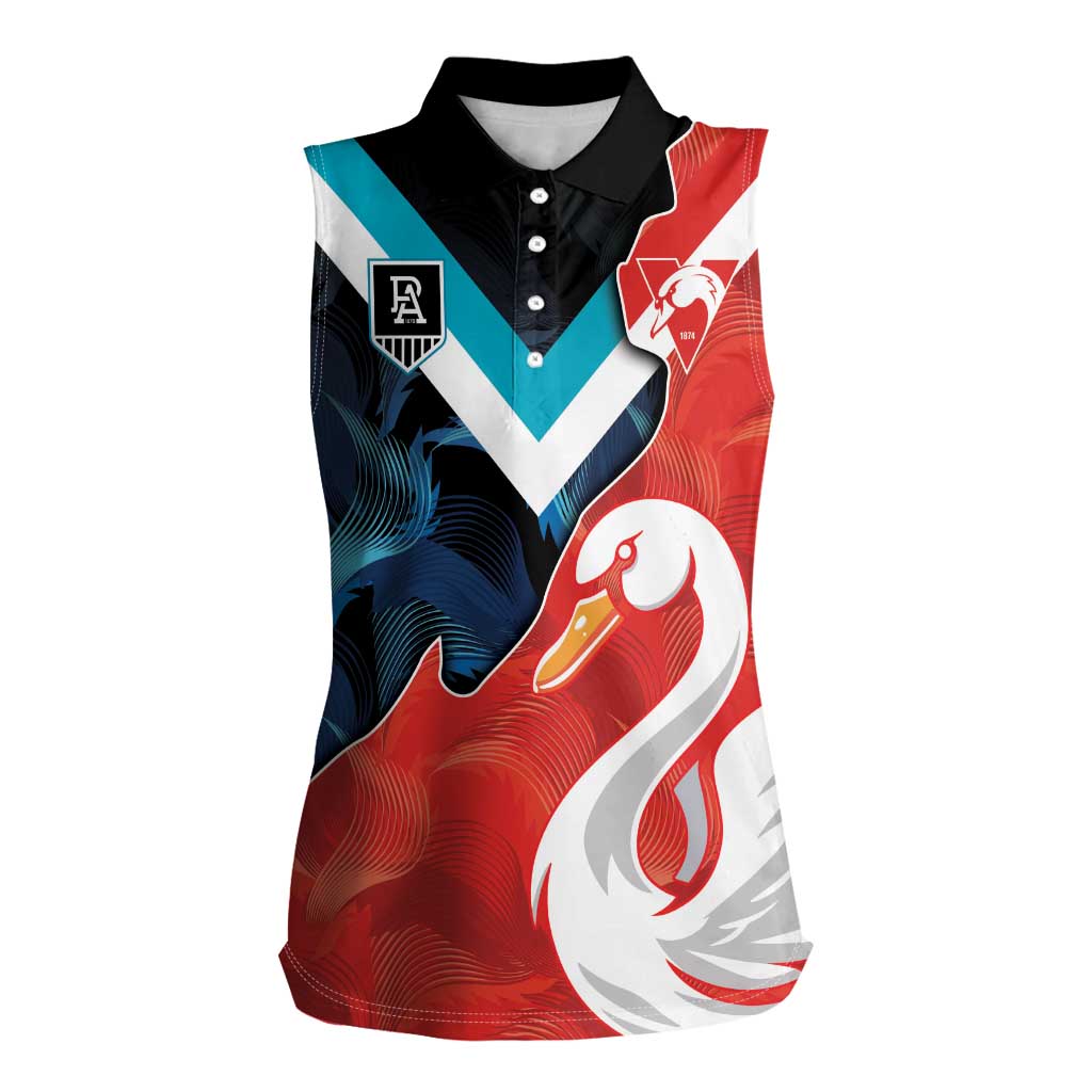 Swans-Port Adelaide Football Custom Women Sleeveless Polo Shirt Cracked Metal Style