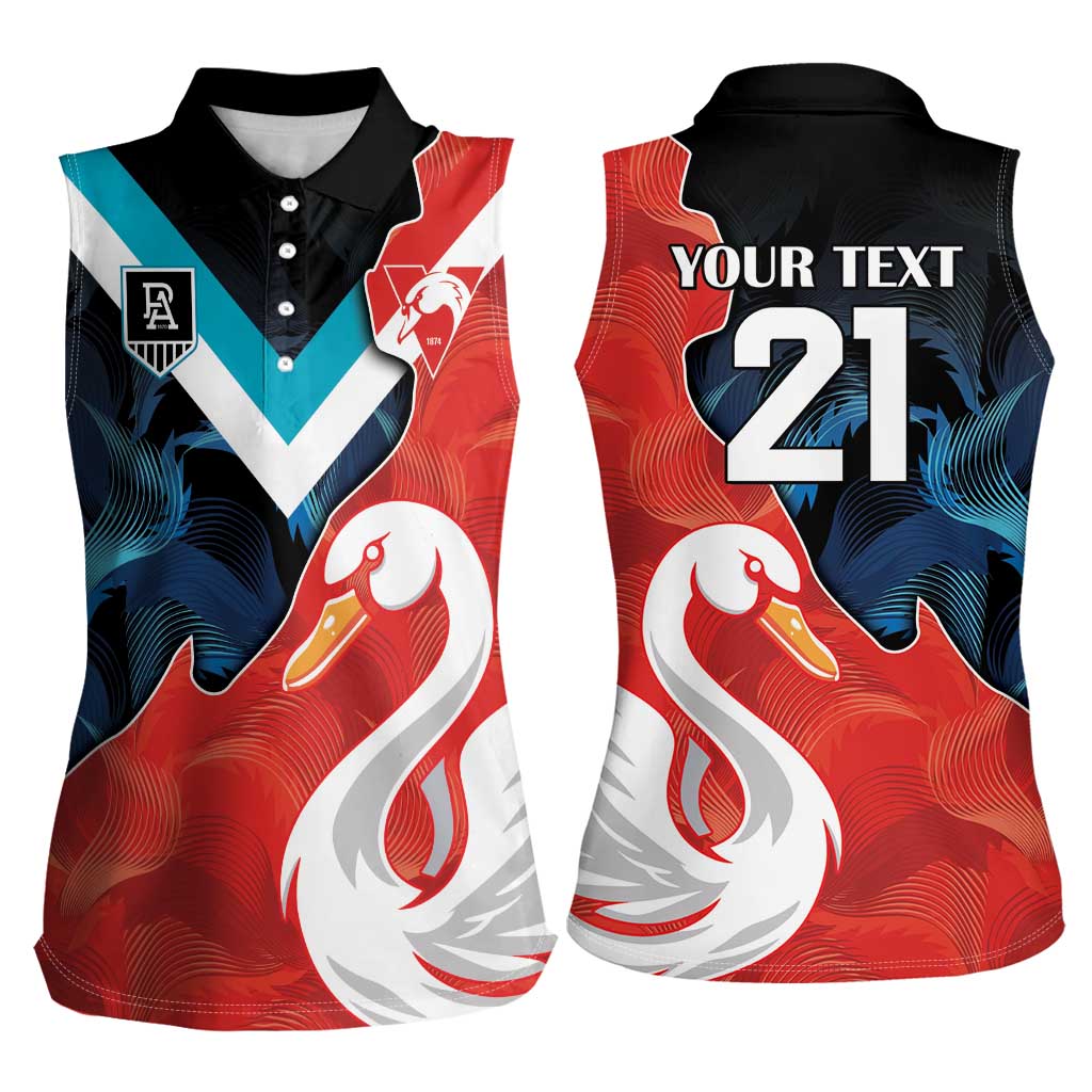 Swans-Port Adelaide Football Custom Women Sleeveless Polo Shirt Cracked Metal Style