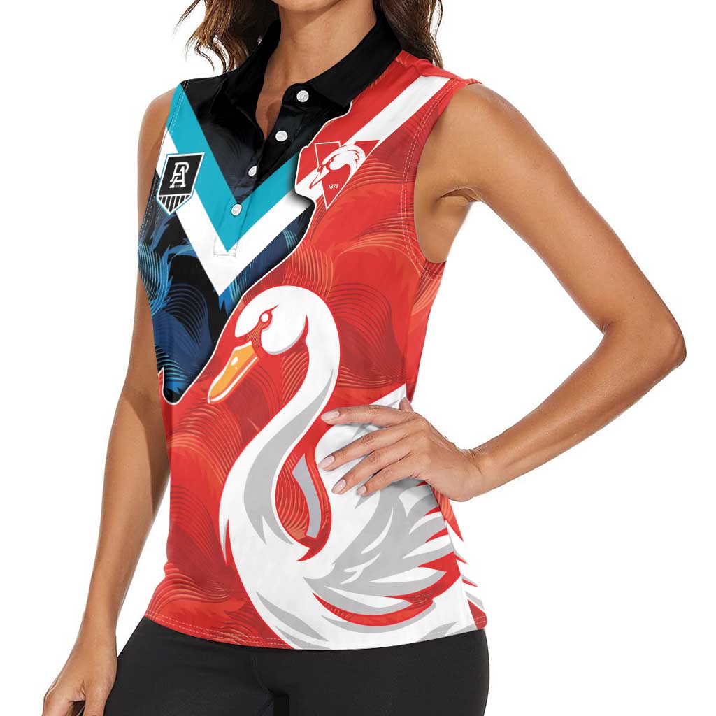 Swans-Port Adelaide Football Custom Women Sleeveless Polo Shirt Cracked Metal Style