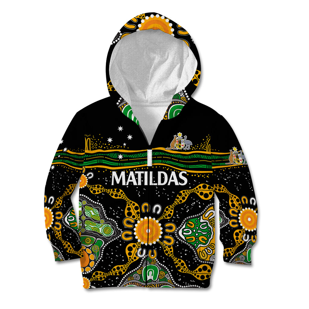 matildas-australia-soccer-kid-hoodie-aboriginal-dots-style