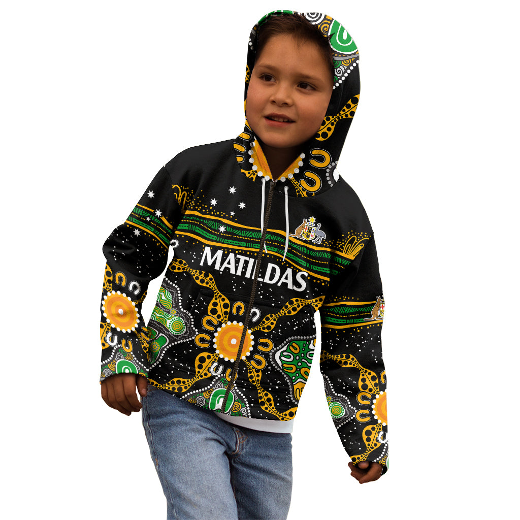 matildas-australia-soccer-kid-hoodie-aboriginal-dots-style