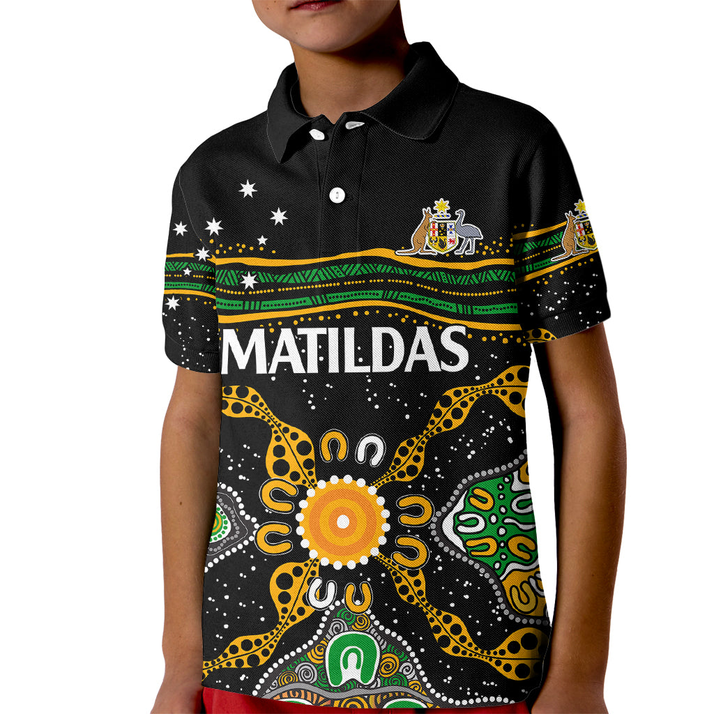 matildas-australia-soccer-kid-polo-shirt-aboriginal-dots-style