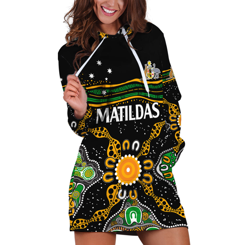 custom-text-and-number-matildas-australia-soccer-hoodie-dress-aboriginal-dots-style