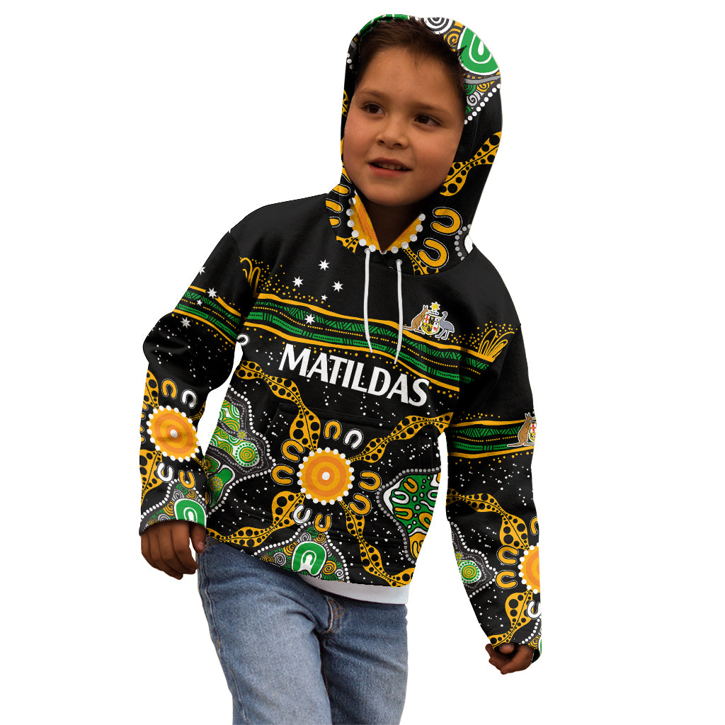 custom-text-and-number-matildas-australia-soccer-kid-hoodie-aboriginal-dots-style