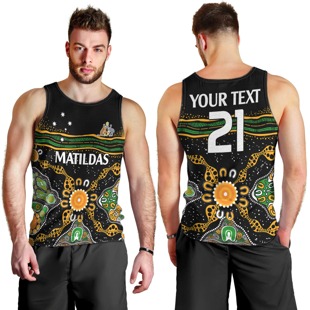 custom-text-and-number-matildas-australia-soccer-men-tank-top-aboriginal-dots-style