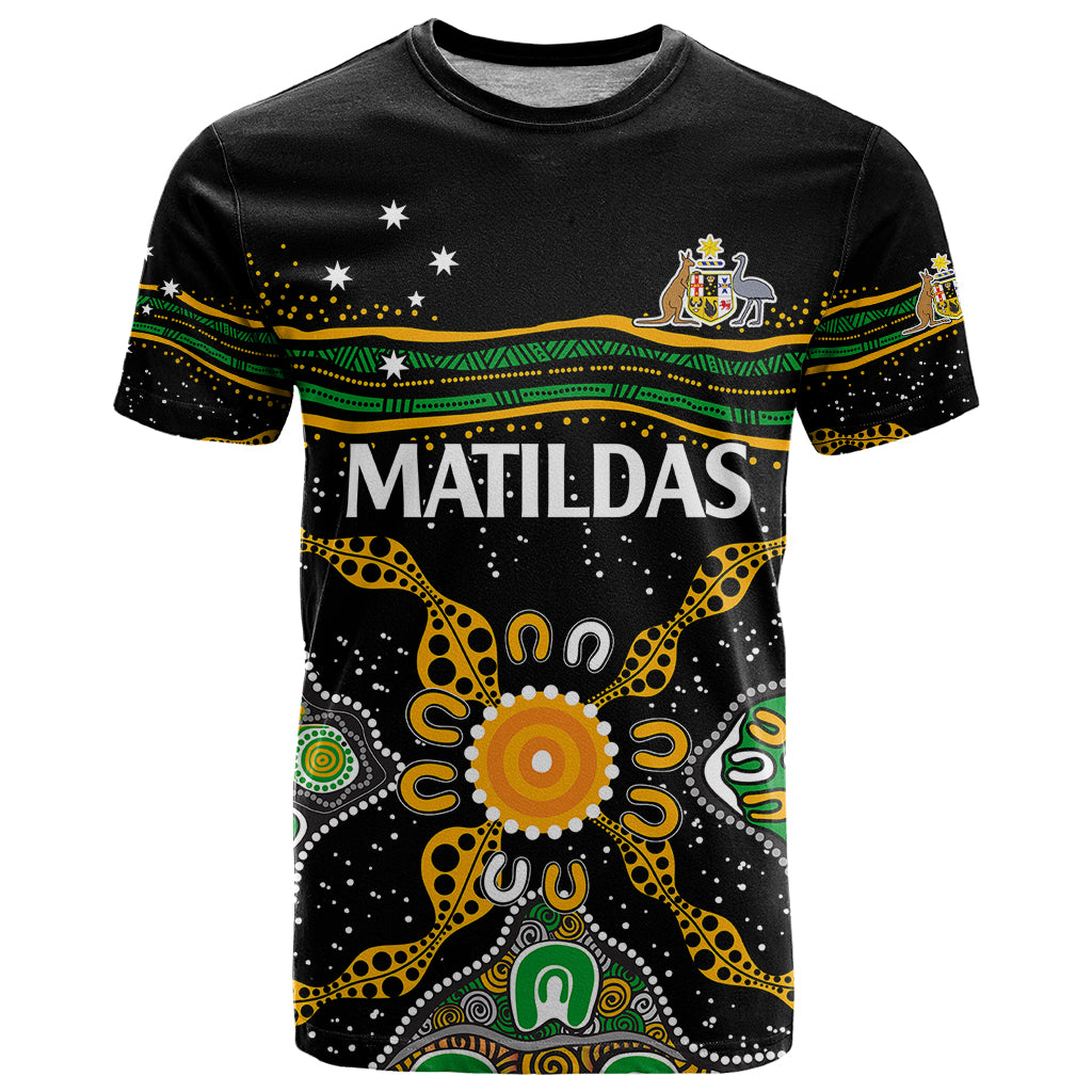 custom-text-and-number-matildas-australia-soccer-t-shirt-aboriginal-dots-style