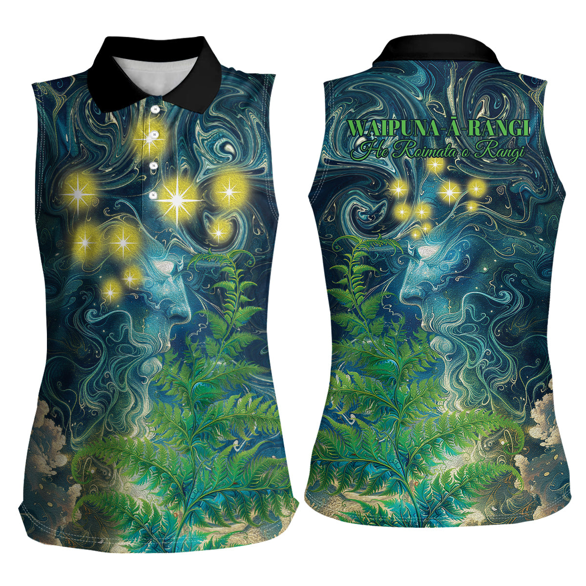 New Zealand Matariki Waipuna-a-rangi Women Sleeveless Polo Shirt He Roimata o Rangi