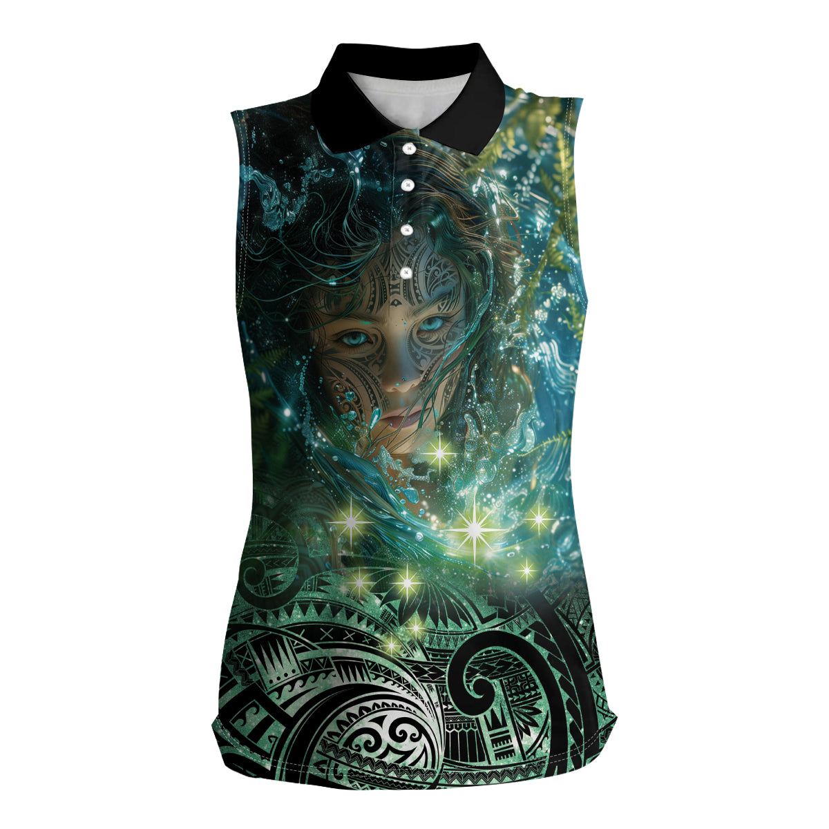 New Zealand Matariki Waiti Women Sleeveless Polo Shirt Waimāori and The Origin Of Life