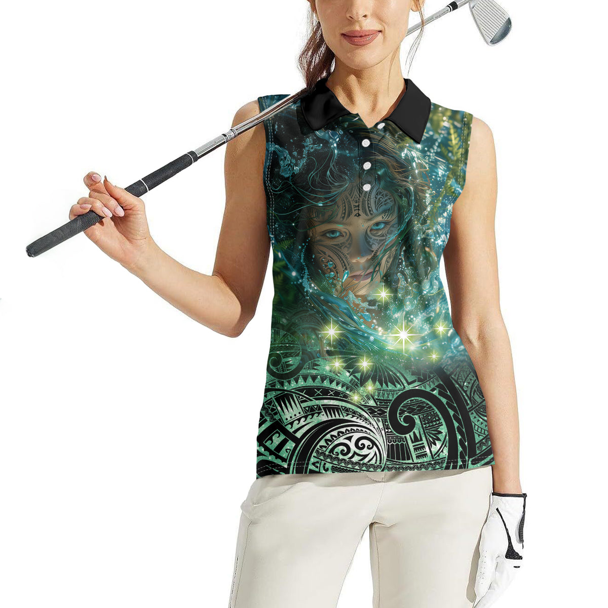 New Zealand Matariki Waiti Women Sleeveless Polo Shirt Waimāori and The Origin Of Life