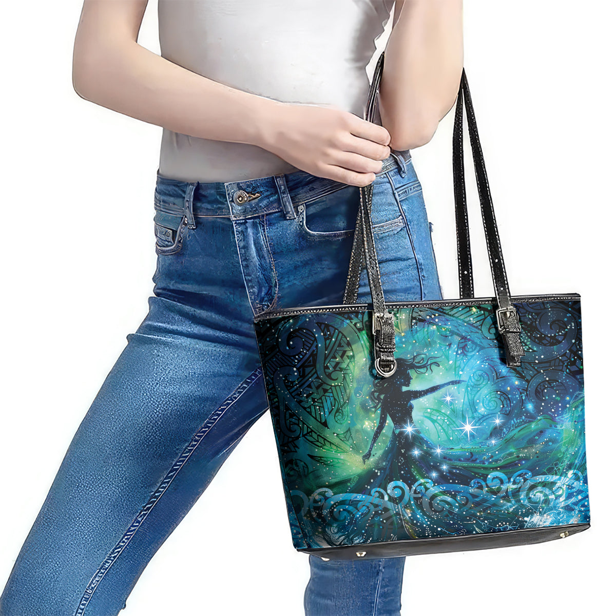 New Zealand Matariki Hiwa-i-te-rangi Leather Tote Bag Titiro ki nga Whetu Wishing Star