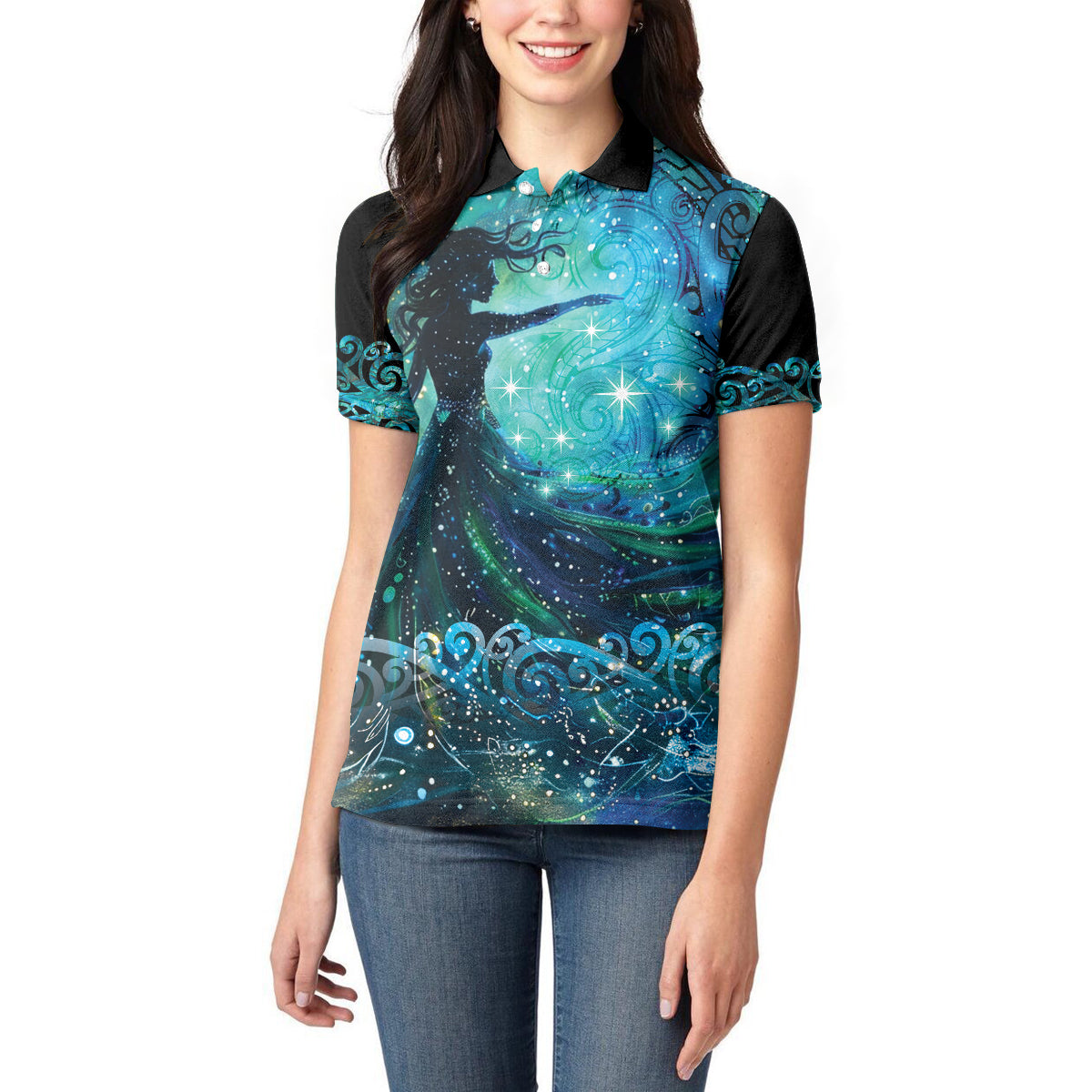 New Zealand Matariki Hiwa-i-te-rangi Women Polo Shirt Titiro ki nga Whetu Wishing Star