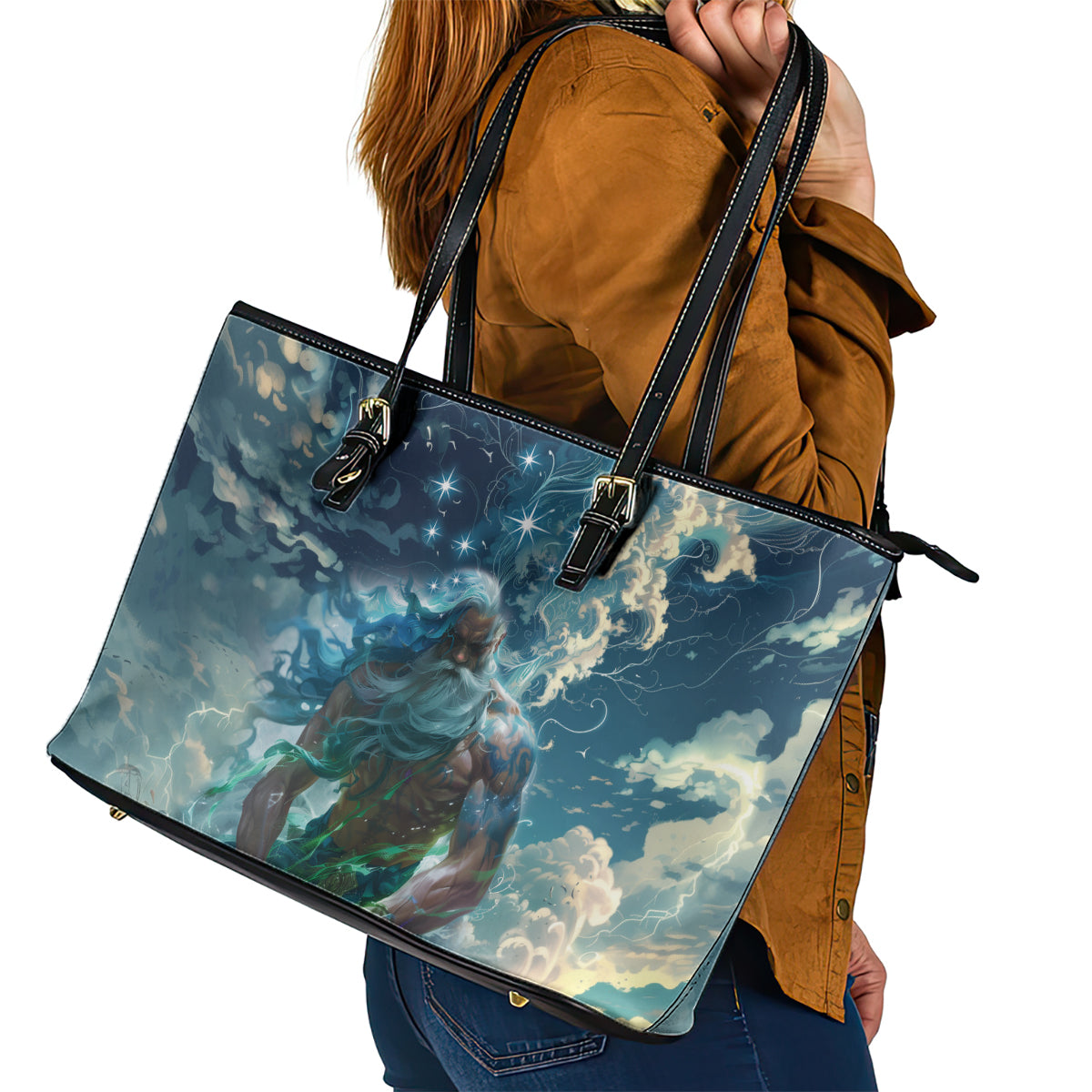 New Zealand Matariki Ururangi Leather Tote Bag The Murmur Of The Wind