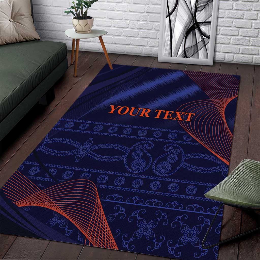 Custom India Cricket Area Rug Go Men In Blue Sporty Version