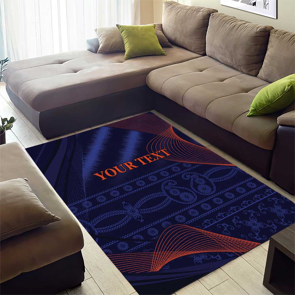 Custom India Cricket Area Rug Go Men In Blue Sporty Version