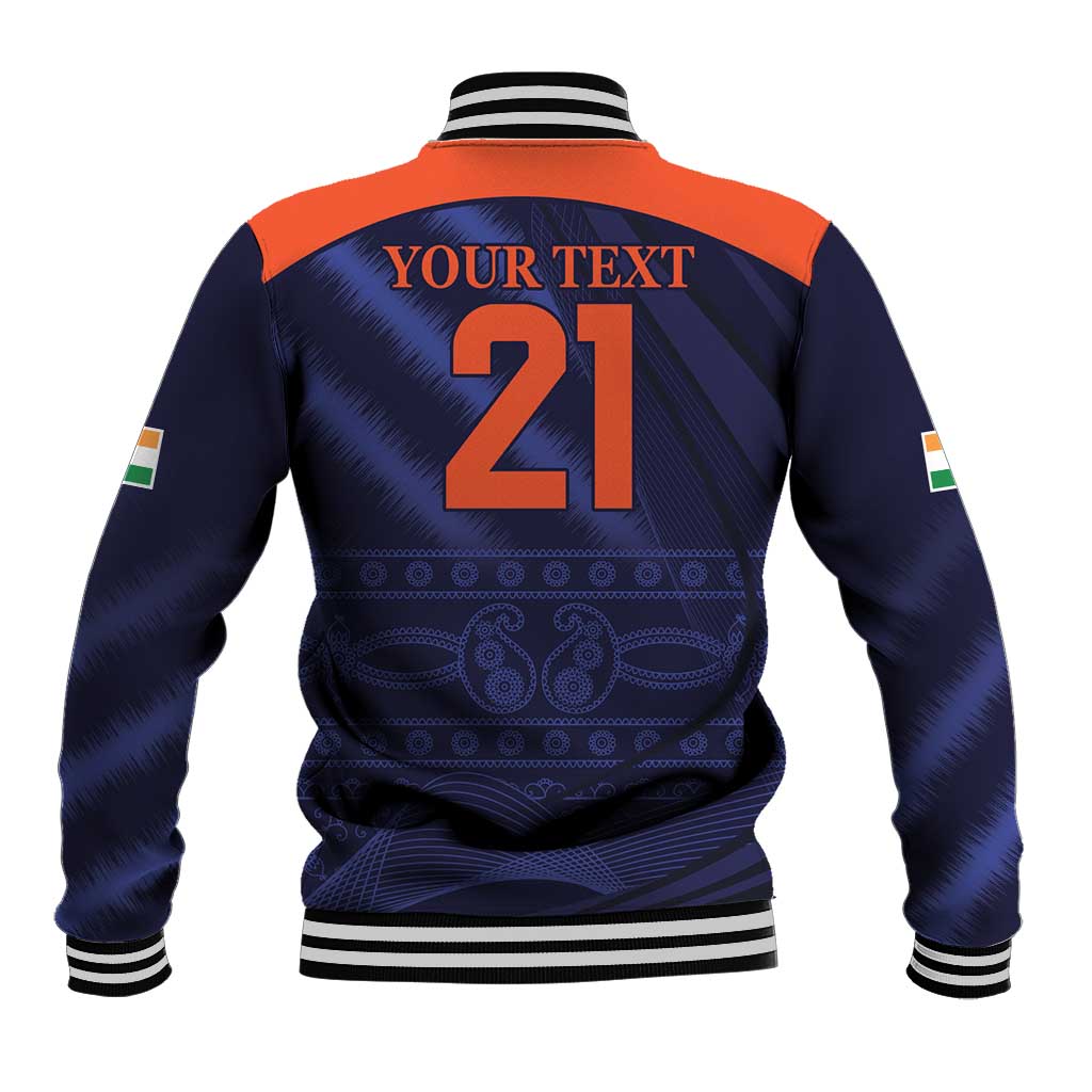 Custom India Cricket Baseball Jacket Go Men In Blue Sporty Version