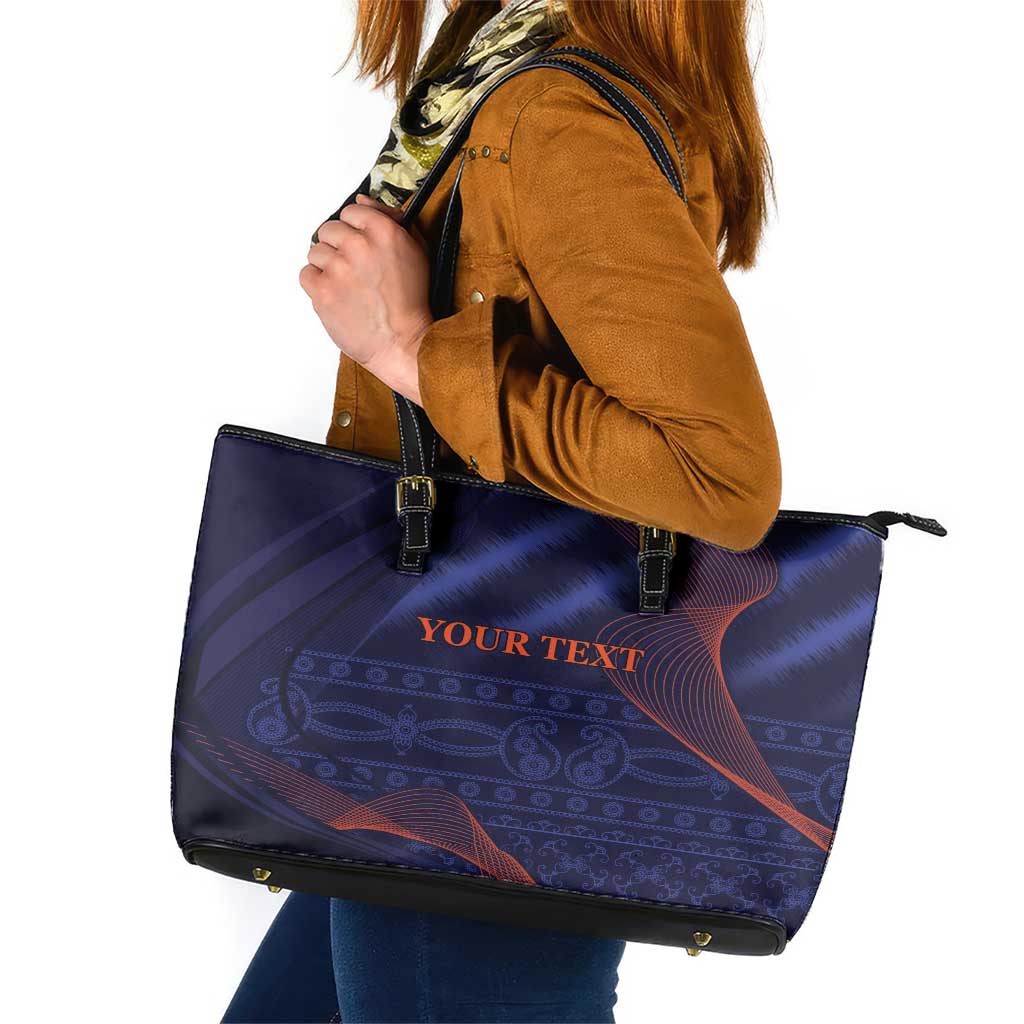 Custom India Cricket Leather Tote Bag Go Men In Blue Sporty Version