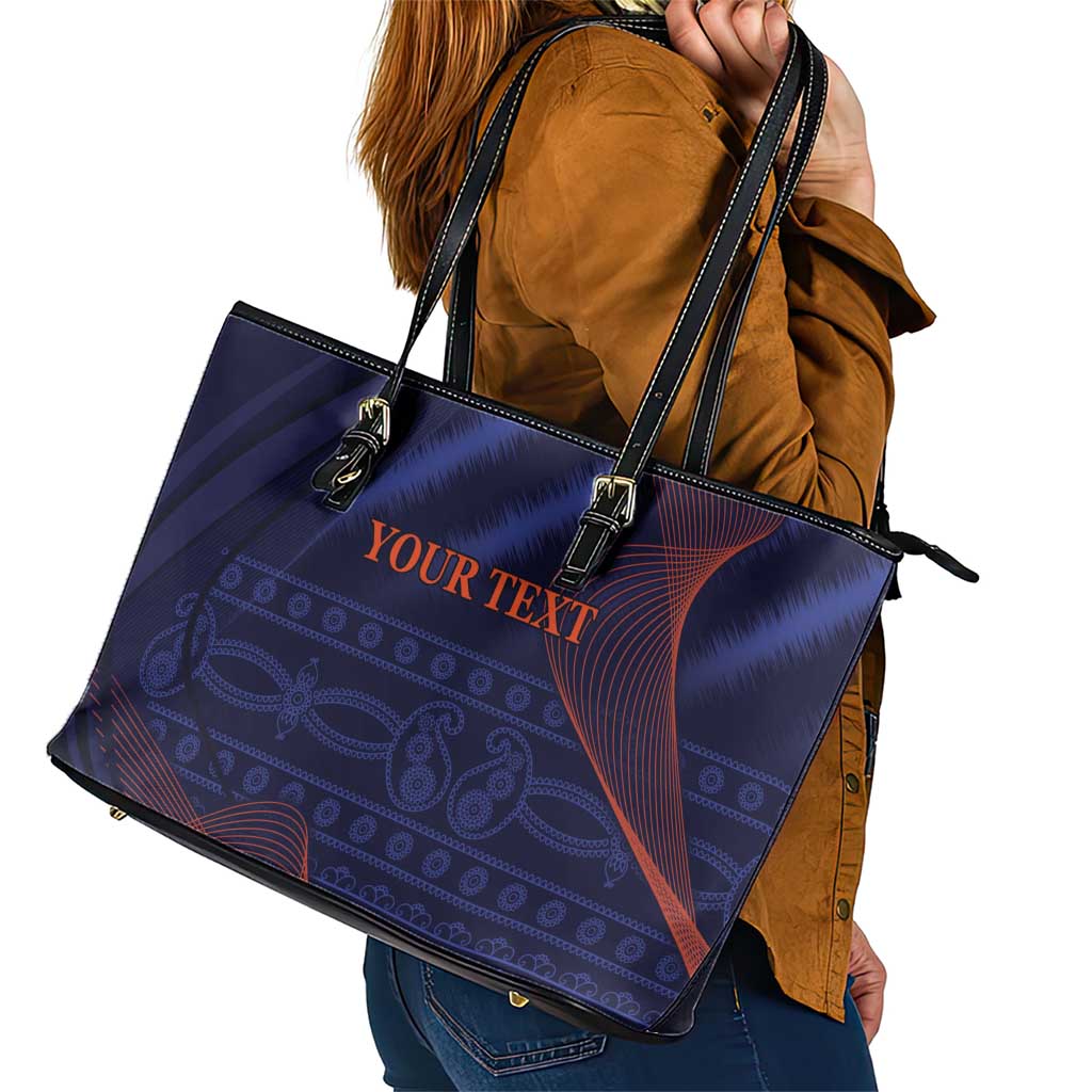 Custom India Cricket Leather Tote Bag Go Men In Blue Sporty Version