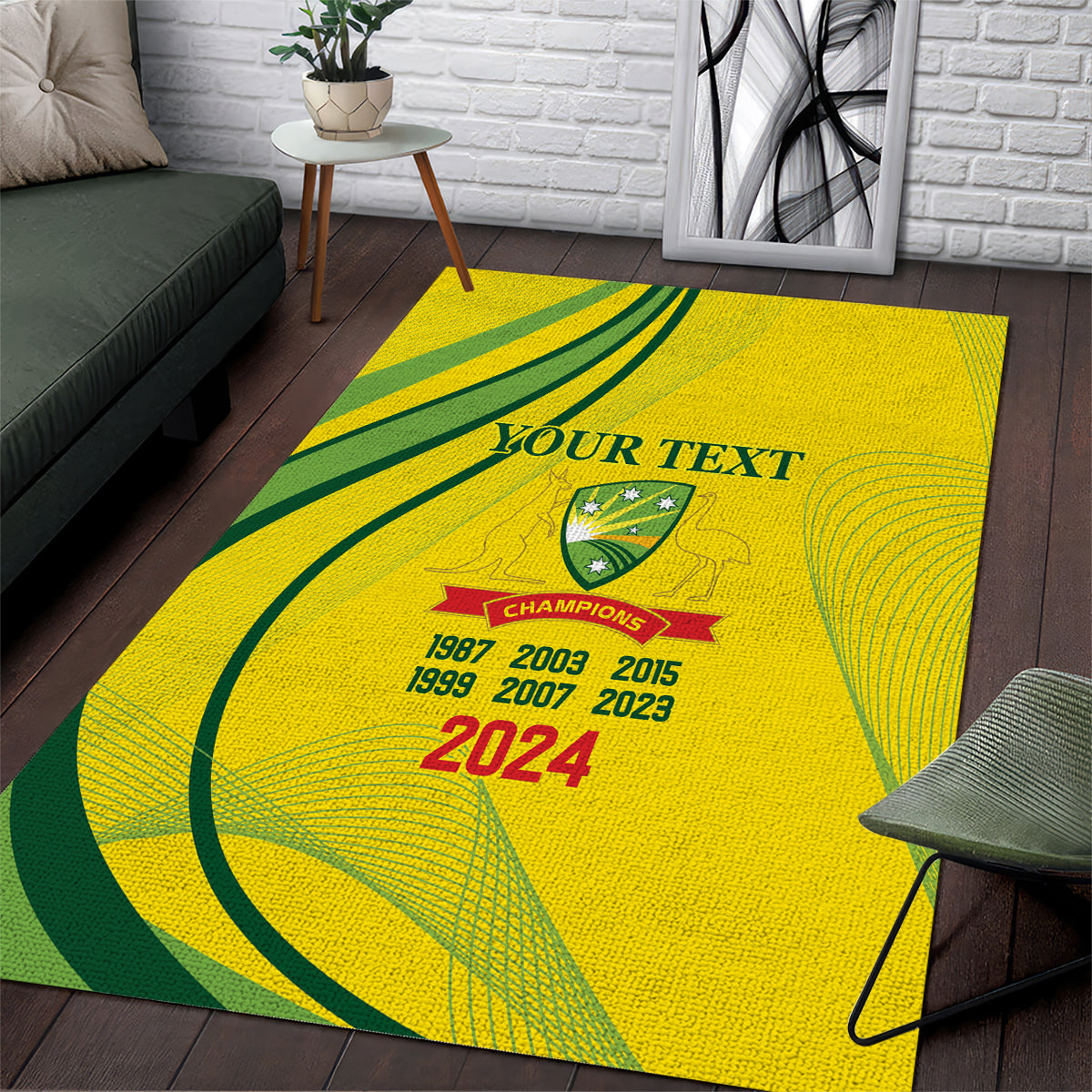 Australia Cricket World Cup 2024 Area Rug Aussie Make Champions