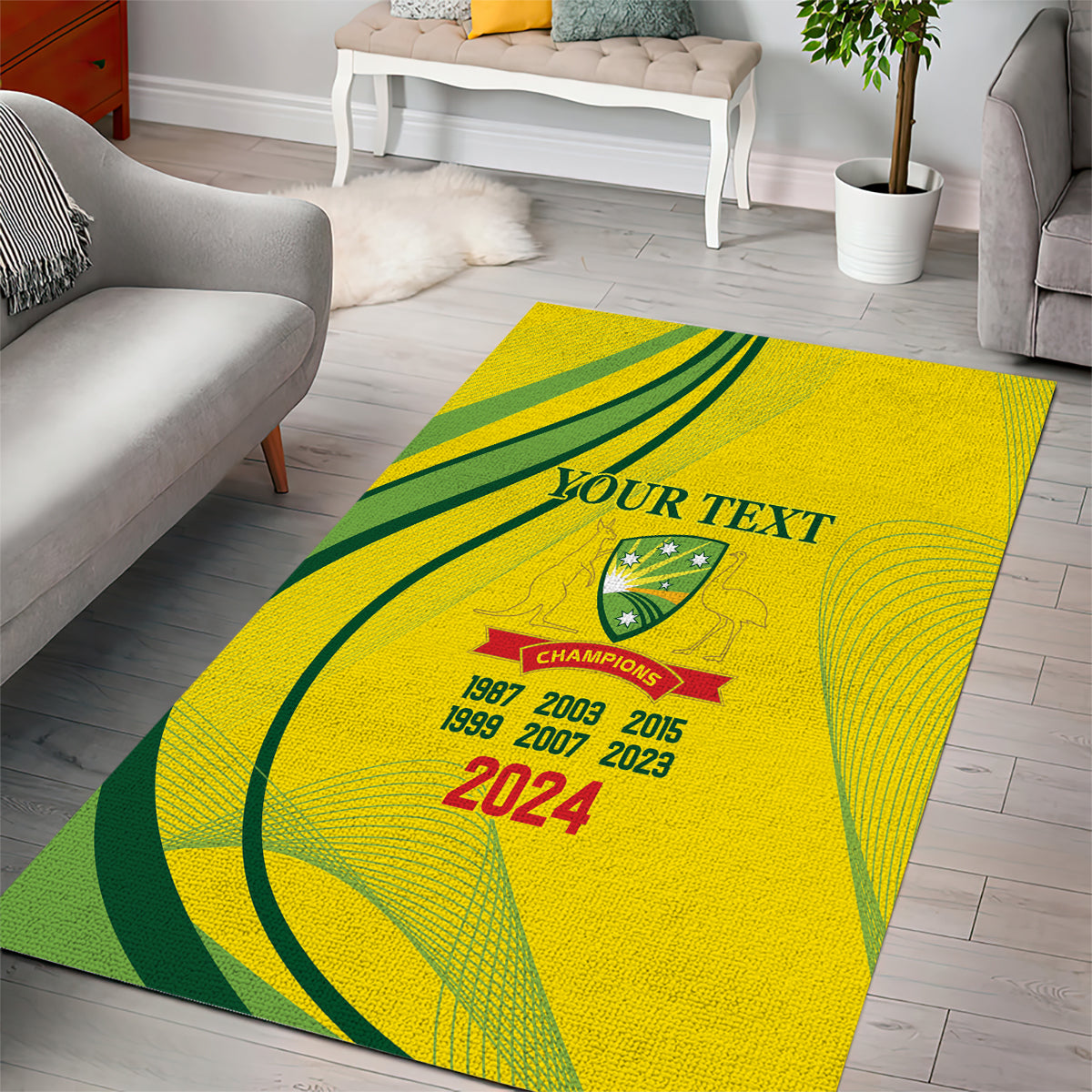 Australia Cricket World Cup 2024 Area Rug Aussie Make Champions