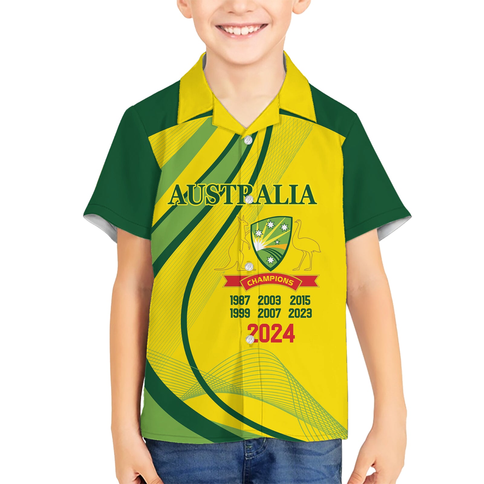 Australia Cricket World Cup 2024 Kid Hawaiian Shirt Aussie Make Champions