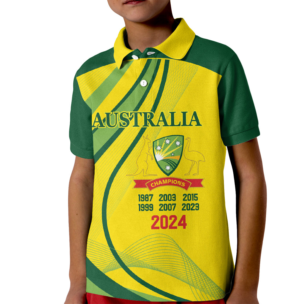 Australia Cricket World Cup 2024 Kid Polo Shirt Aussie Make Champions