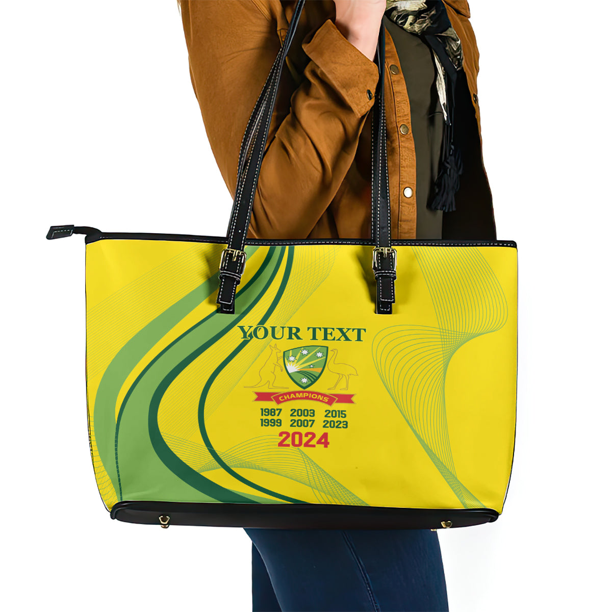 Australia Cricket World Cup 2024 Leather Tote Bag Aussie Make Champions