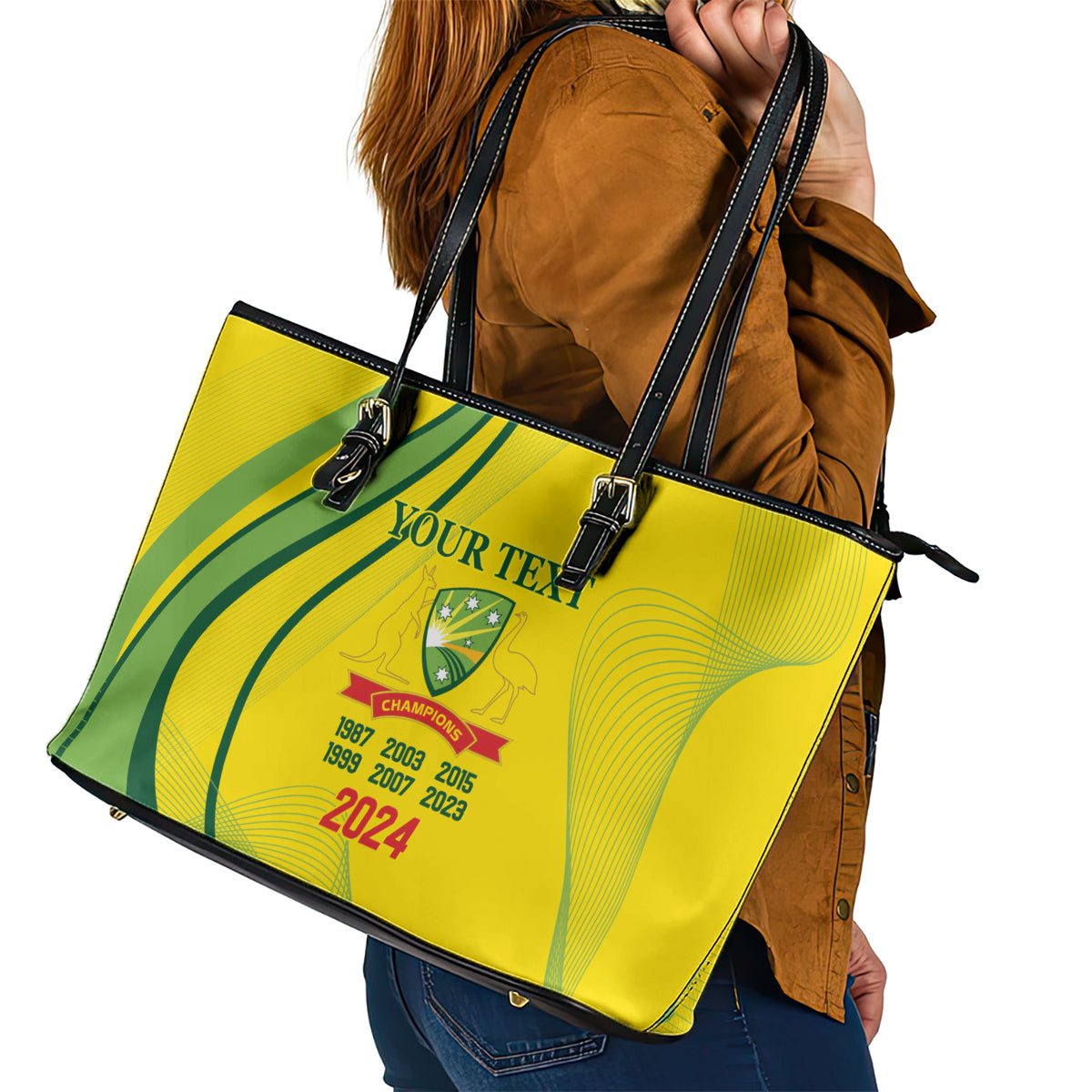 Australia Cricket World Cup 2024 Leather Tote Bag Aussie Make Champions