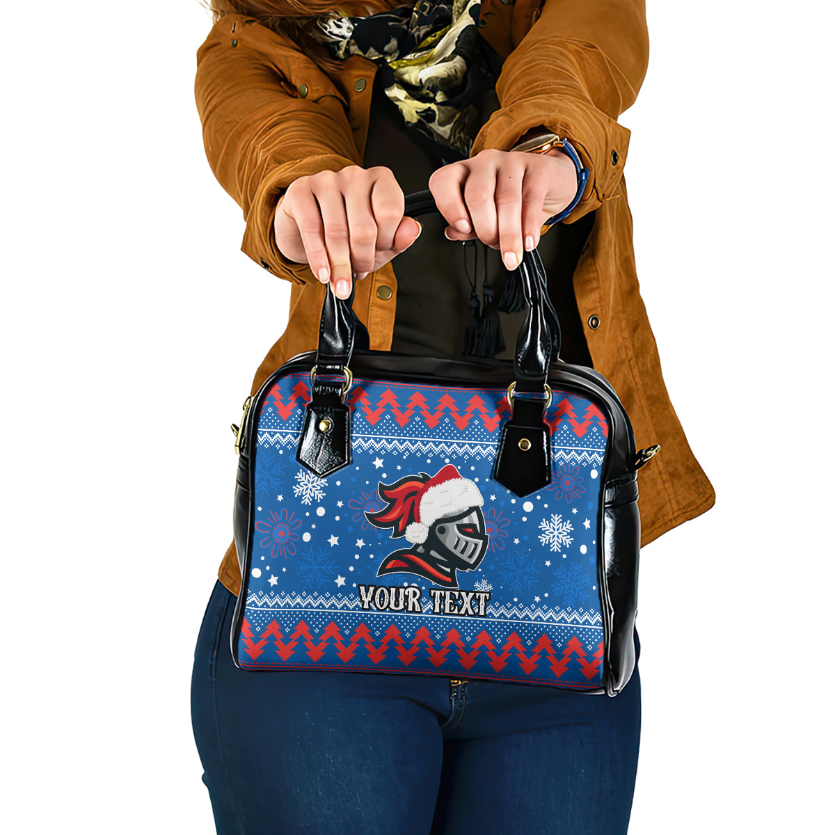 custom-knights-rugby-shoulder-handbag-chirstmas-vibe-2023