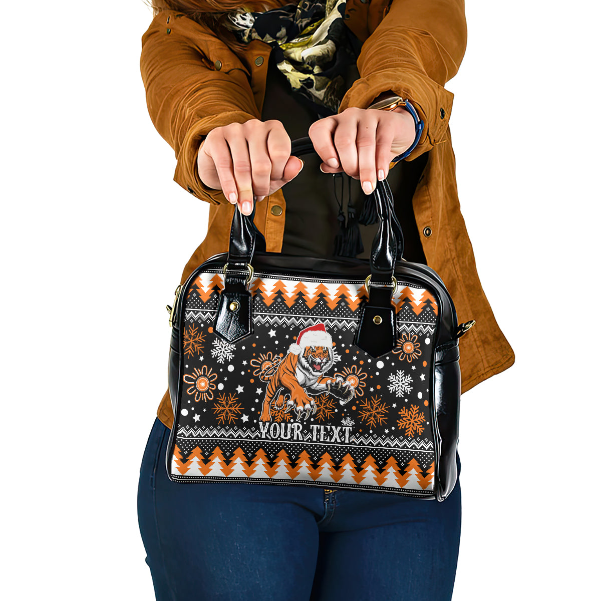 custom-tigers-rugby-shoulder-handbag-chirstmas-vibe-2023