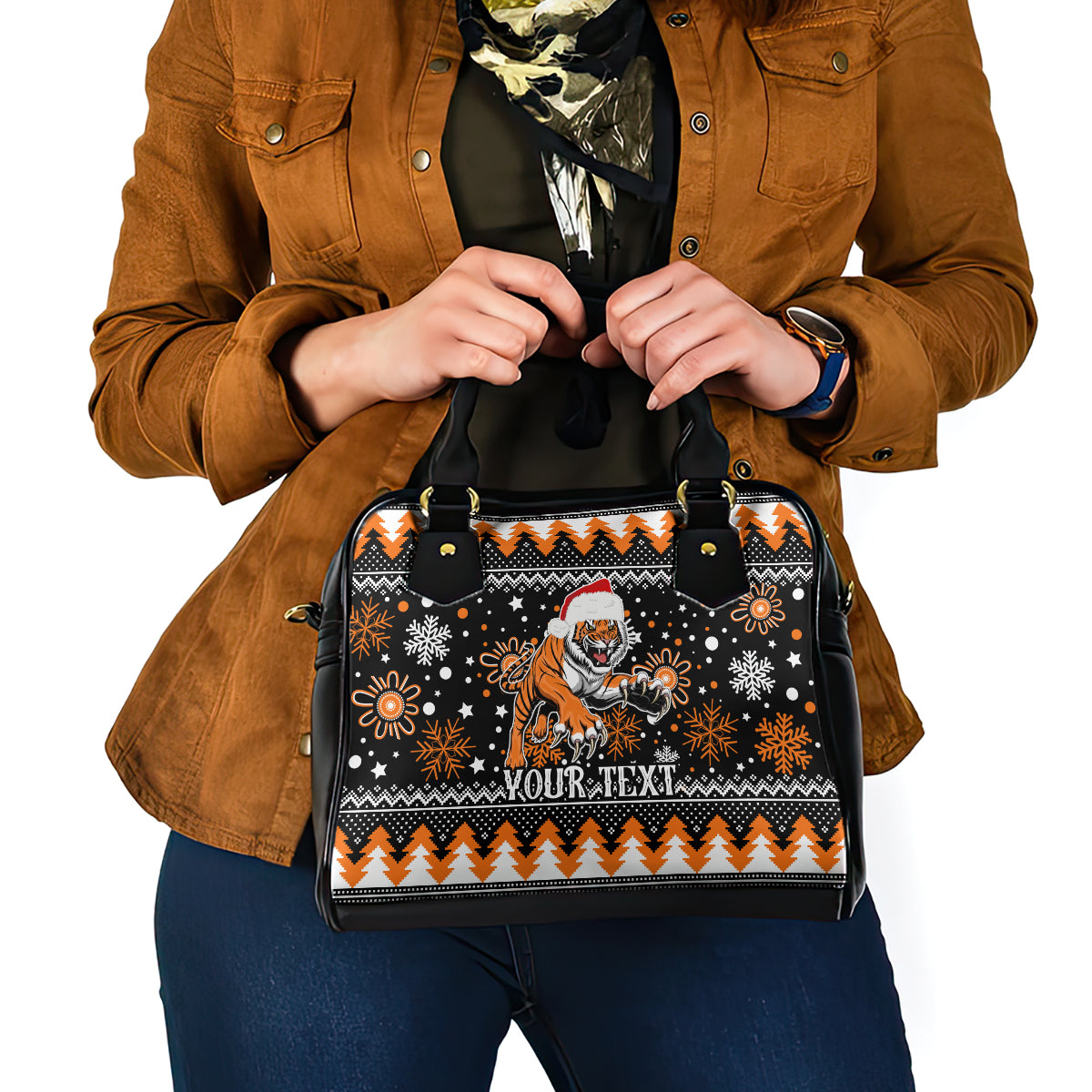 custom-tigers-rugby-shoulder-handbag-chirstmas-vibe-2023