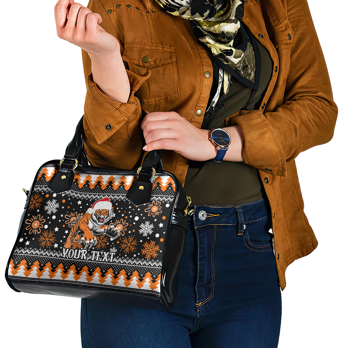 custom-tigers-rugby-shoulder-handbag-chirstmas-vibe-2023