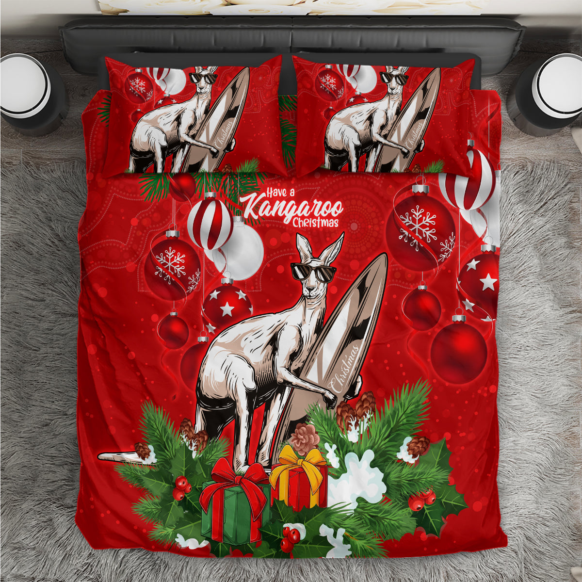 kangaroo-lover-bedding-set-australia-merry-christmas-aboriginal