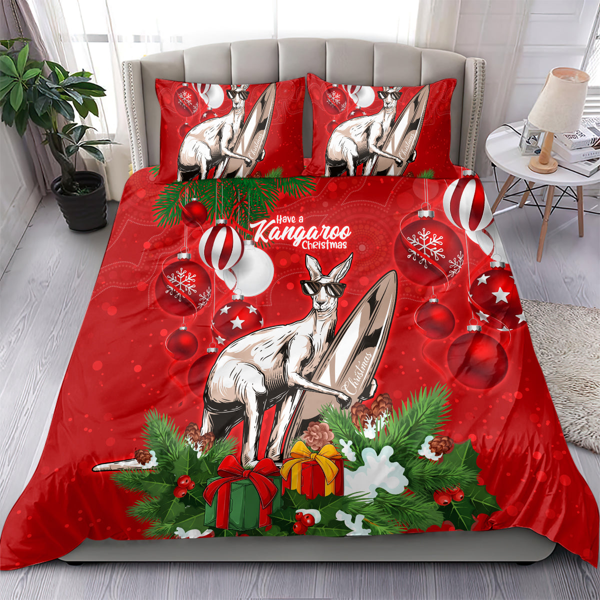 kangaroo-lover-bedding-set-australia-merry-christmas-aboriginal