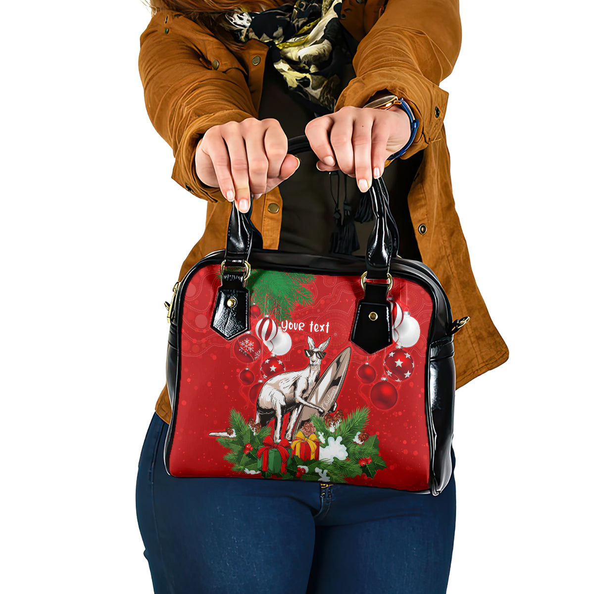 personalised-kangaroo-lover-shoulder-handbag-australia-merry-christmas-aboriginal