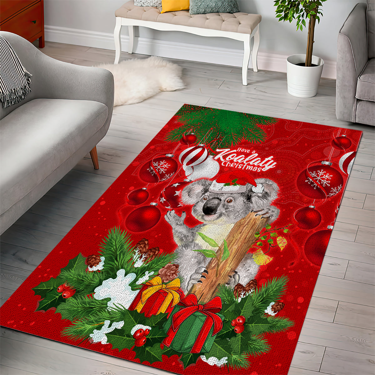 koala-lover-area-rug-australia-merry-christmas-aboriginal