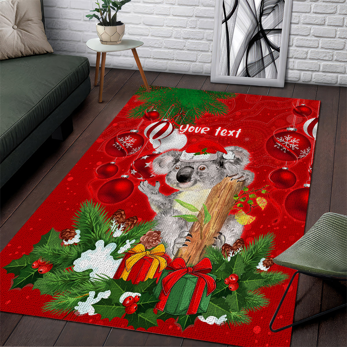 personalised-koala-lover-area-rug-australia-koalaty-merry-christmas-aboriginal