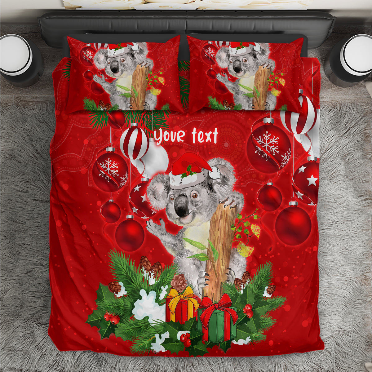 personalised-koala-lover-bedding-set-australia-koalaty-merry-christmas-aboriginal