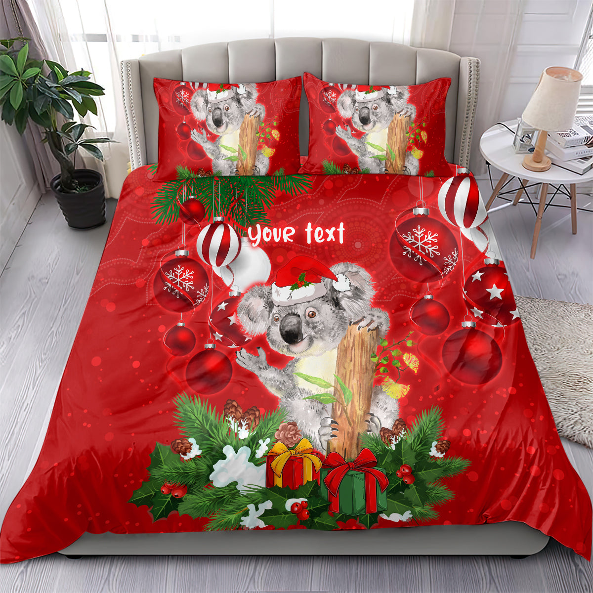 personalised-koala-lover-bedding-set-australia-koalaty-merry-christmas-aboriginal