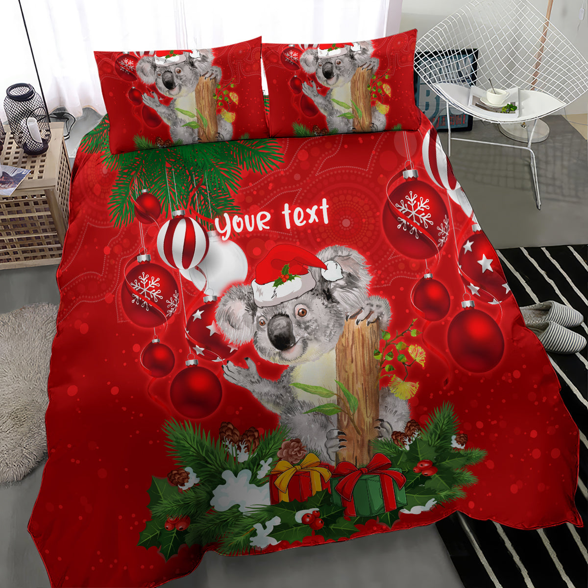 personalised-koala-lover-bedding-set-australia-koalaty-merry-christmas-aboriginal