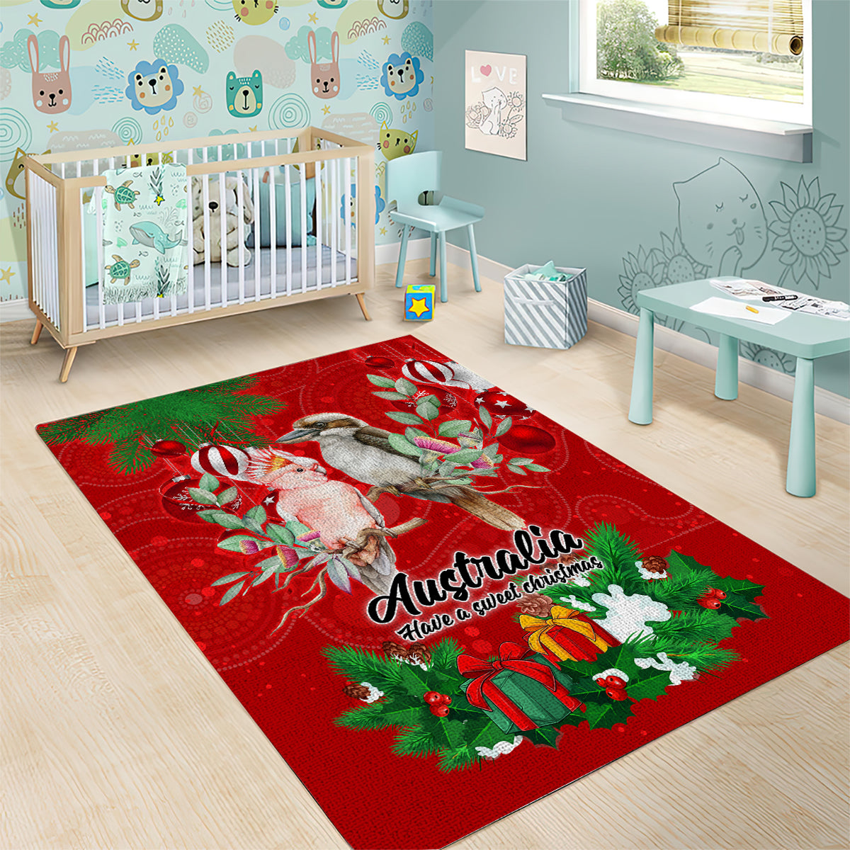 kookaburra-lover-area-rug-australia-koalaty-merry-christmas-aboriginal