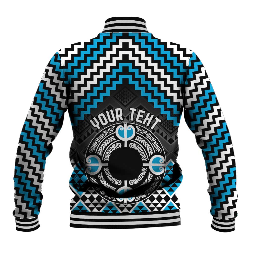 Personalised Aotearoa Niho Taniwha Motif Baseball Jacket Blue Style