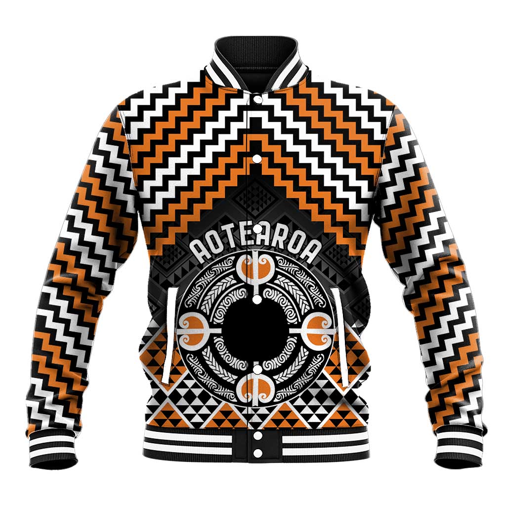 Personalised Aotearoa Niho Taniwha Motif Baseball Jacket Gold Style